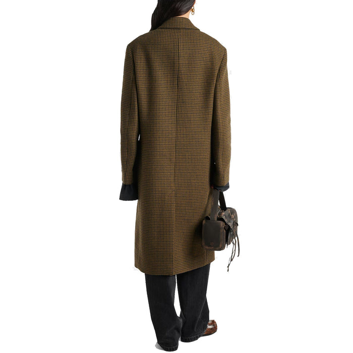 Acne Studios Checked Double-Breasted Wool Blend Coat Brown