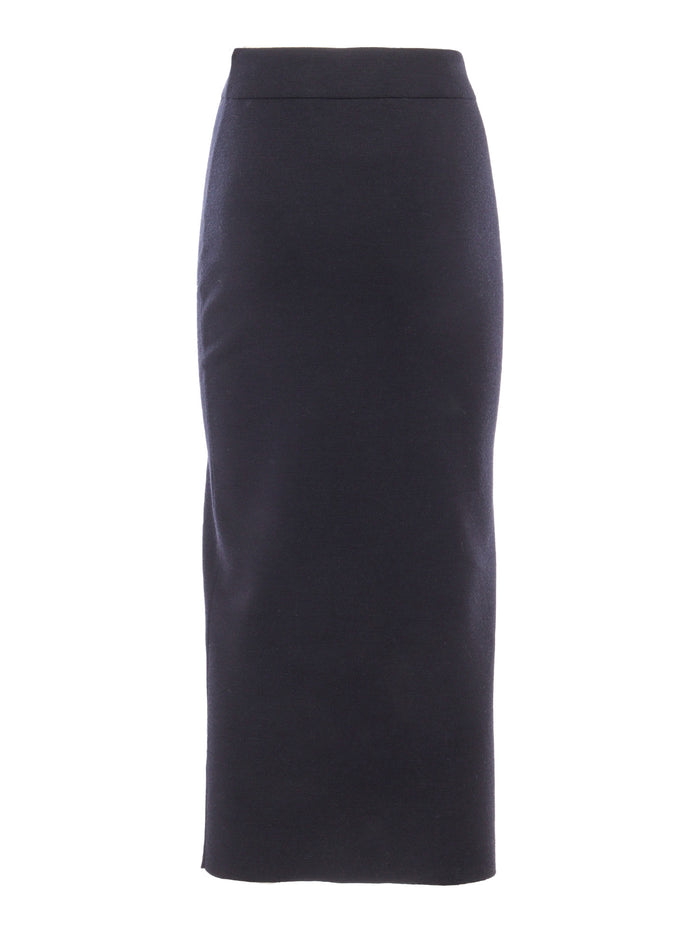 Second Skin Skirt Blue Virgin Wool Polyester