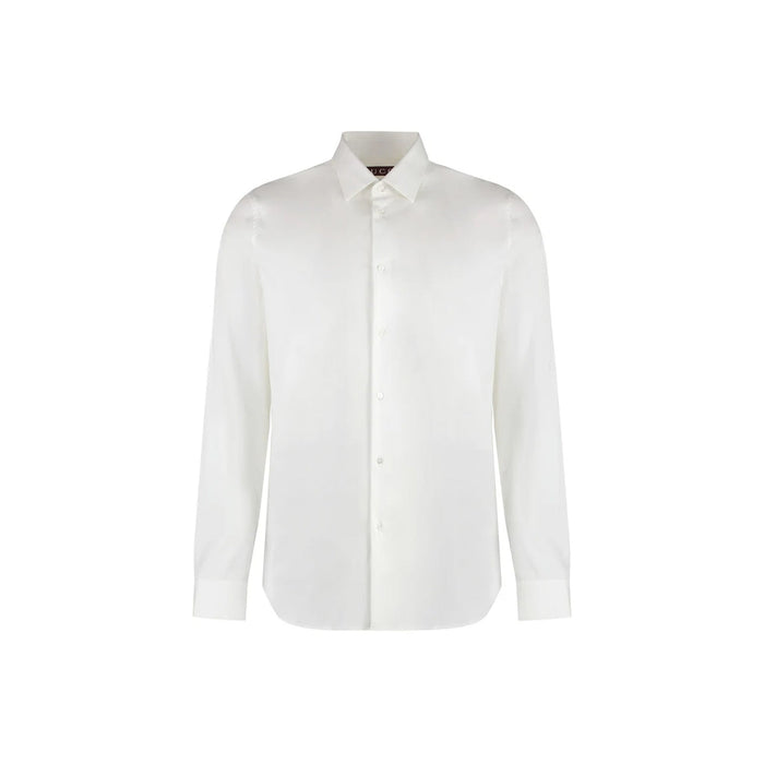 Cotton Poplin Shirt White Elastane Polyamide