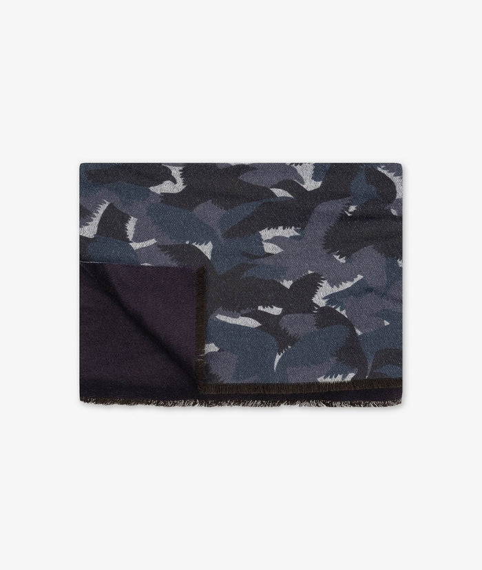 Camouflage Cashmere And Silk Scarf Olive