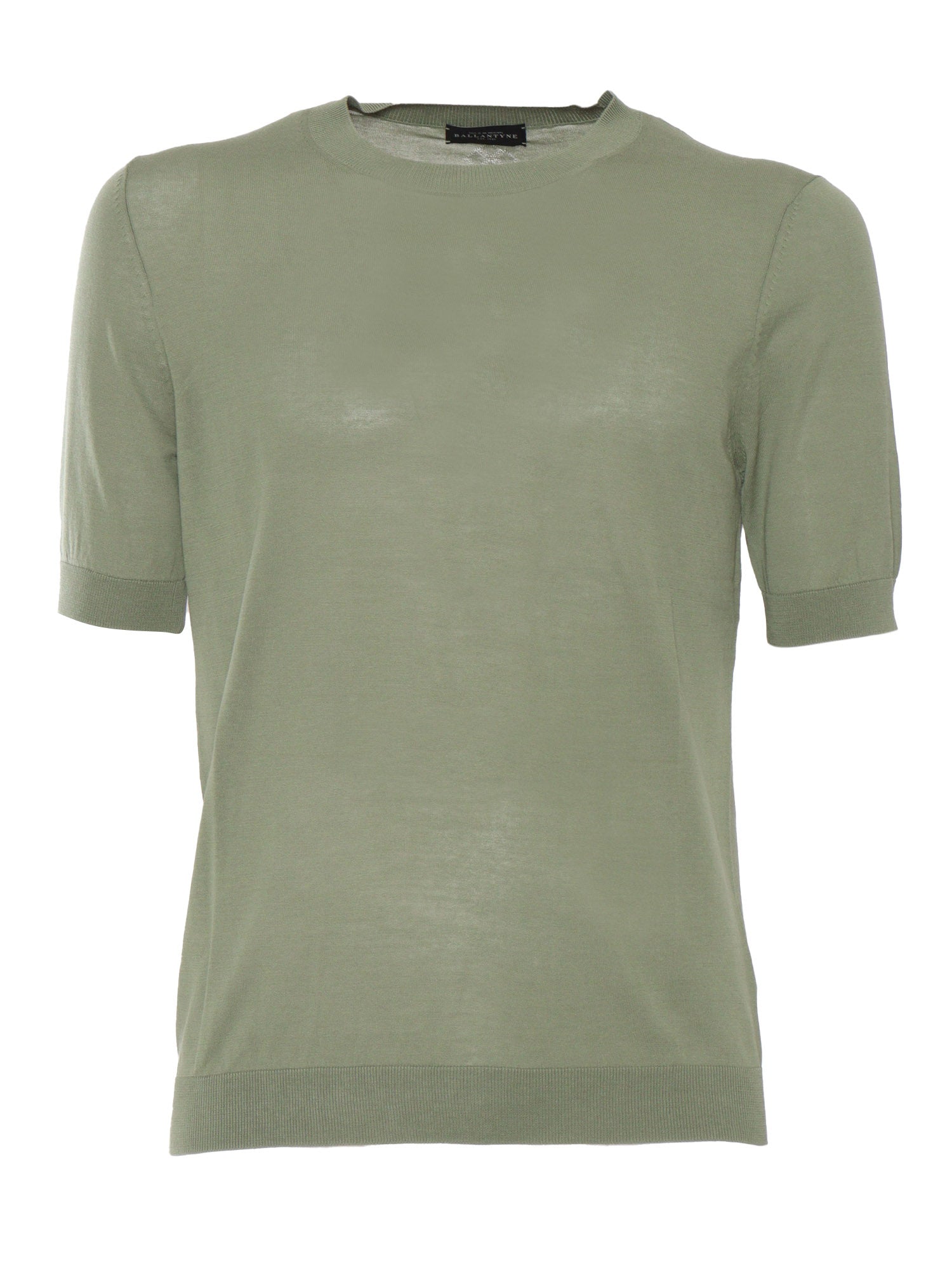 SHORT SLEEVES PULLOVER Green Cotton Crewneck