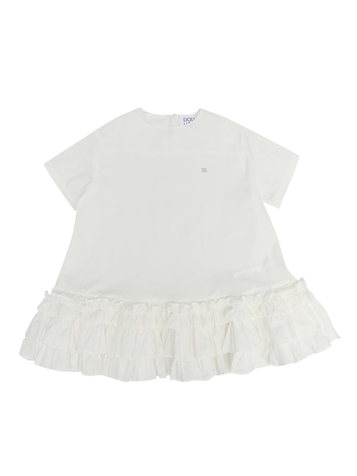 Woven Dress White Cotton Elastane