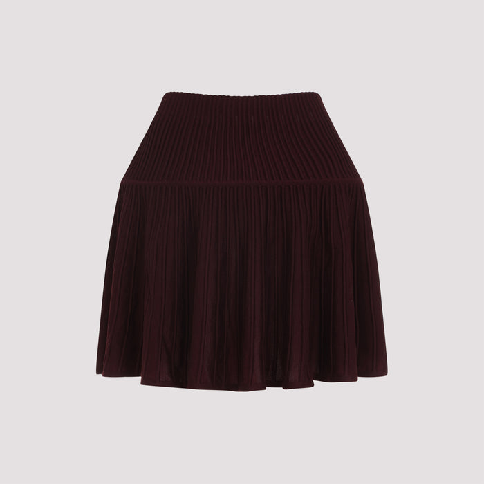 Crinoline Mini Skirt Red Wool Polyamide Elastane