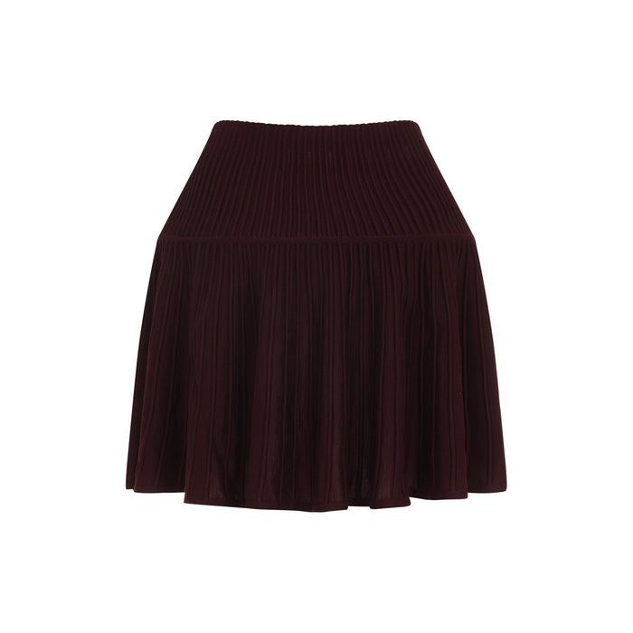 Crinoline Mini Skirt Red Wool Polyamide Elastane