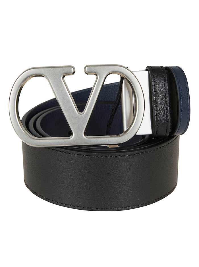 Belt H. 40 Reversibile | Vlogo Signature. Box Calf S.-vintage Palladium Logo Black Cintura