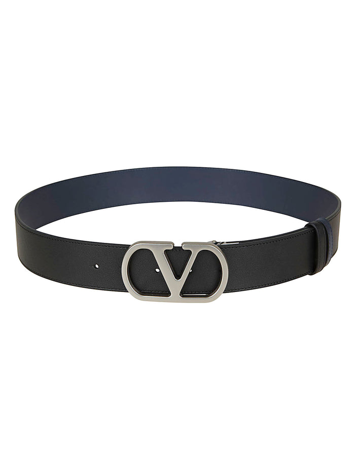 Belt H. 40 Reversibile | Vlogo Signature. Box Calf S.-vintage Palladium Logo Black Cintura
