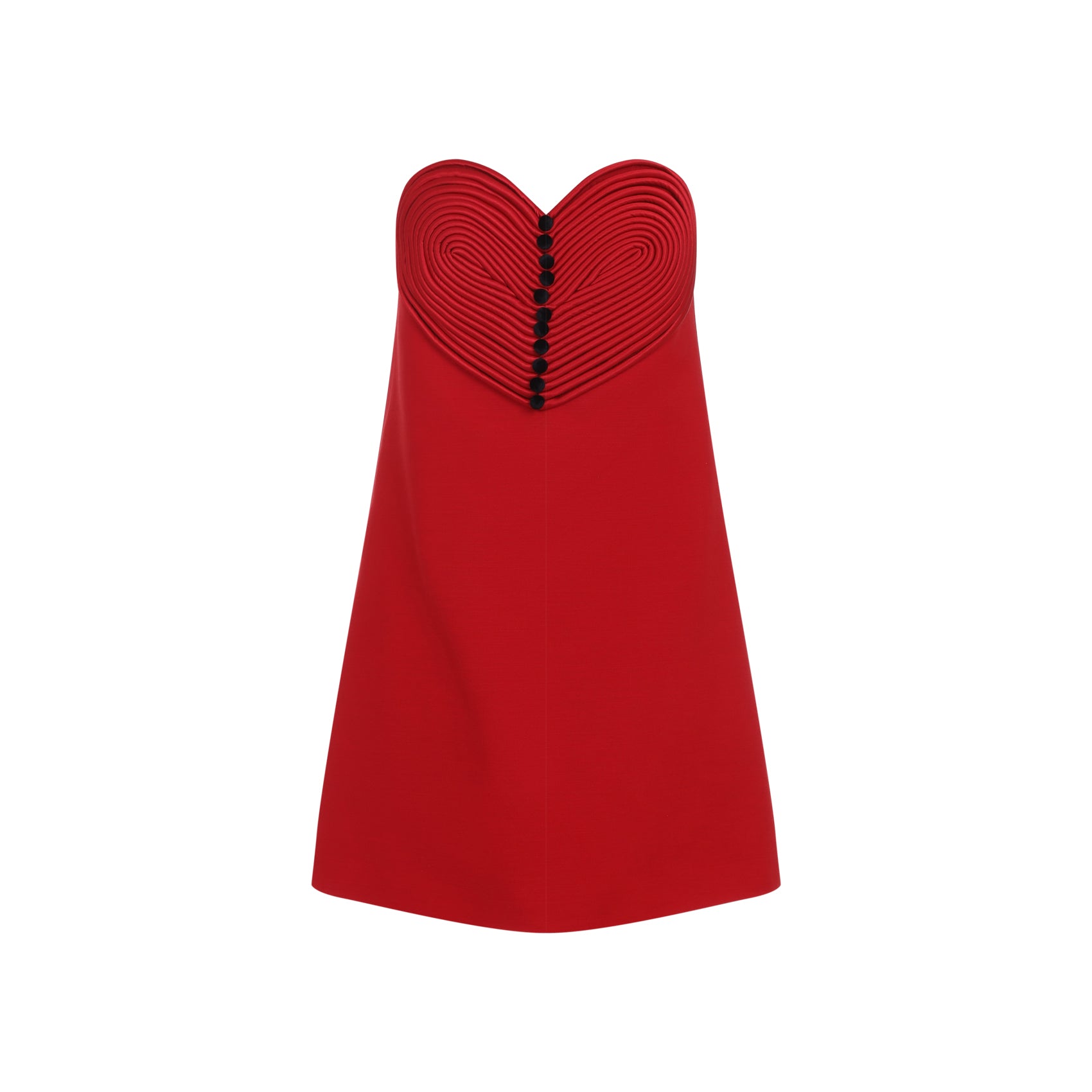 Embroidered Mini Dress Red Virgin Wool Silk
