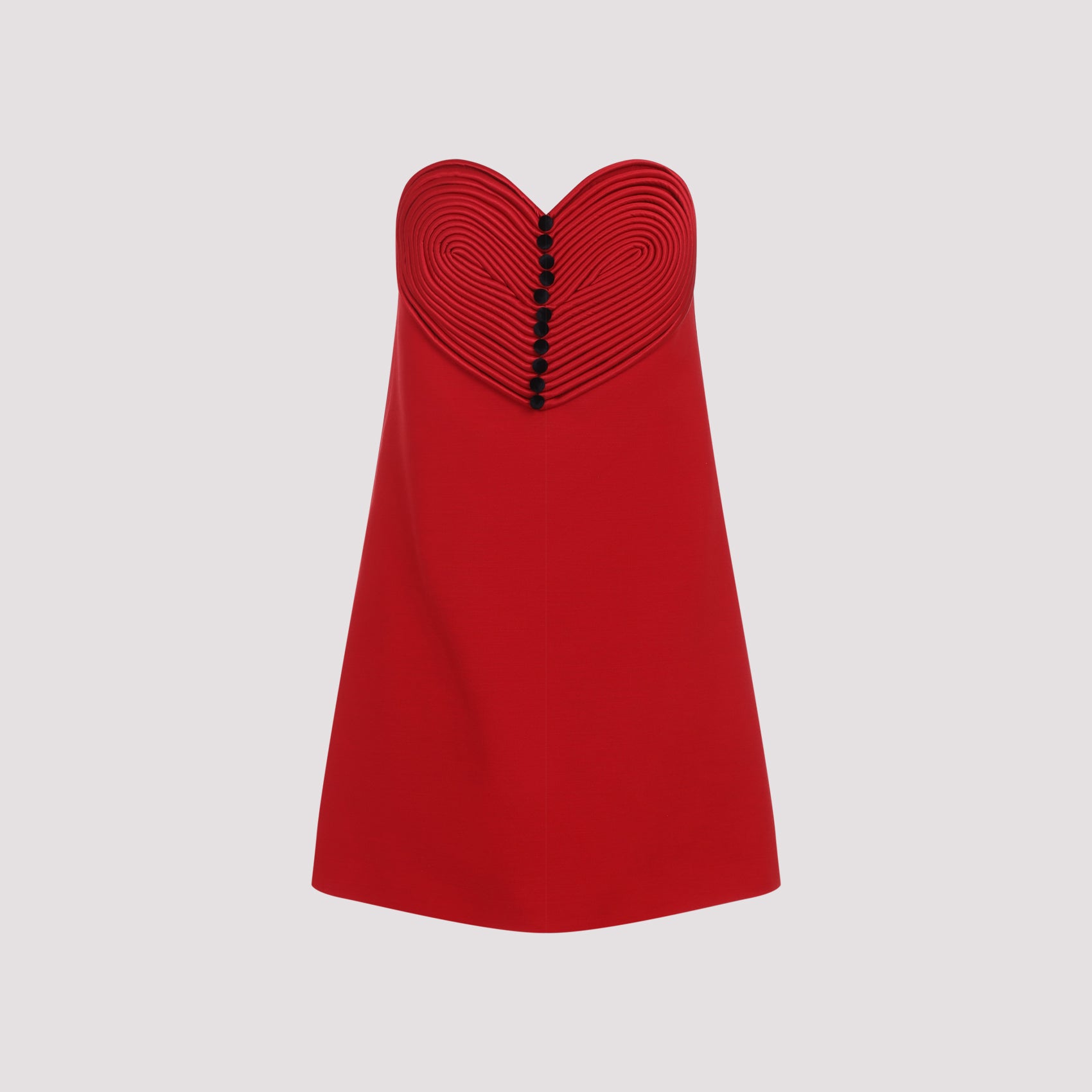Embroidered Mini Dress Red Virgin Wool Silk