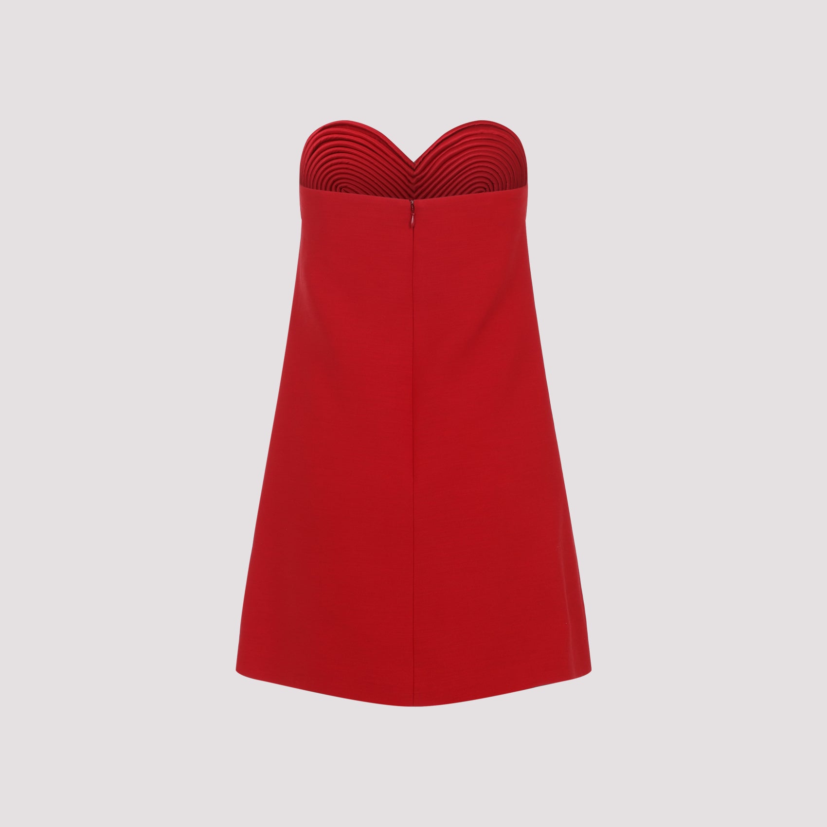Embroidered Mini Dress Red Virgin Wool Silk