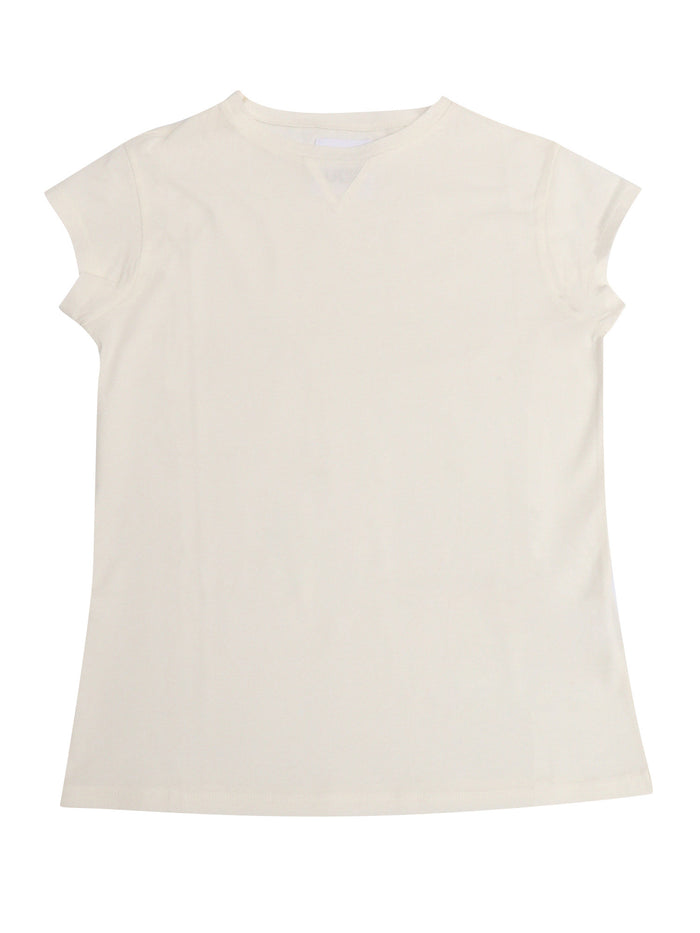 T-SHIRT-TOP White Cotton Short Sleeves T-shirt