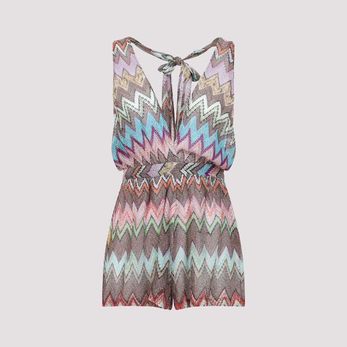 Viscose Jumpsuit Multicolour Metallized Fibers Swimwear