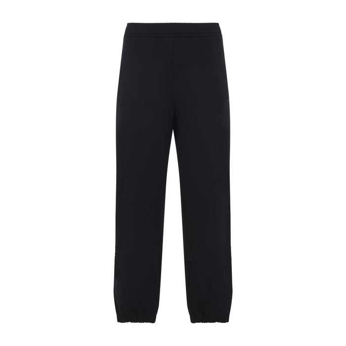 Embroidered Logo Pants Black Cotton