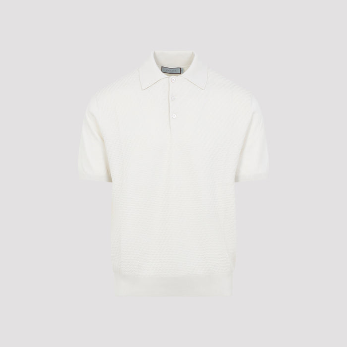 Cotton Polo White Silk Sweater