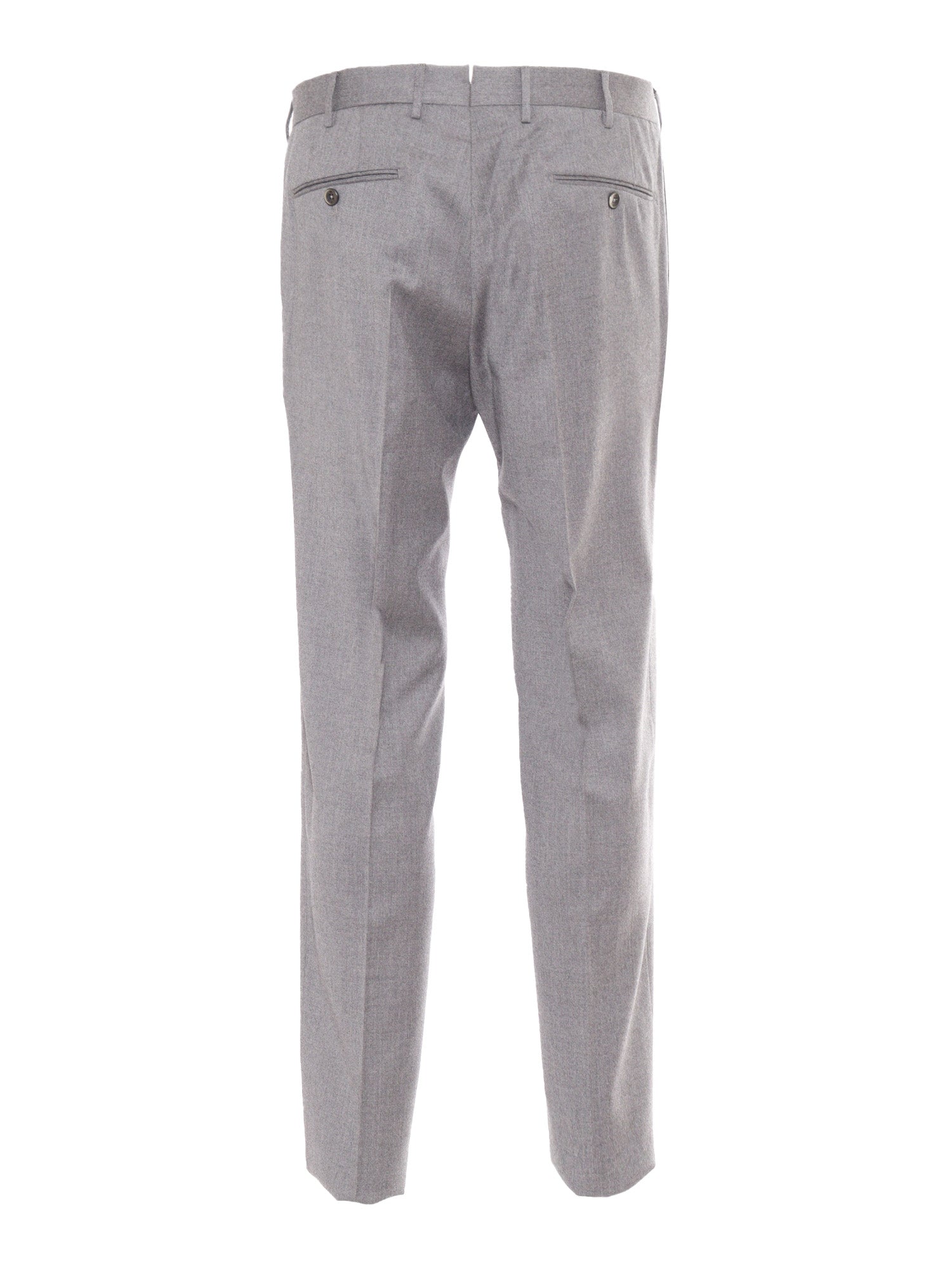 SLIM, Flat Front, Diagonal Pockets Grey Virgin Wool Elastane Pant