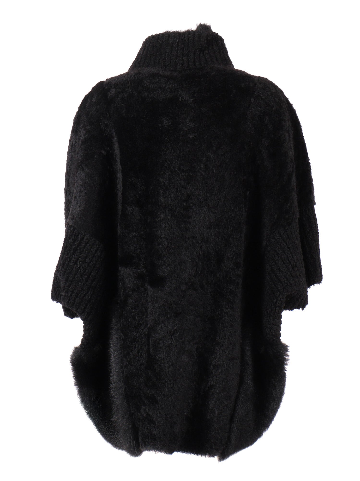 Sheepskin Cape Black Lamb Fur Coat