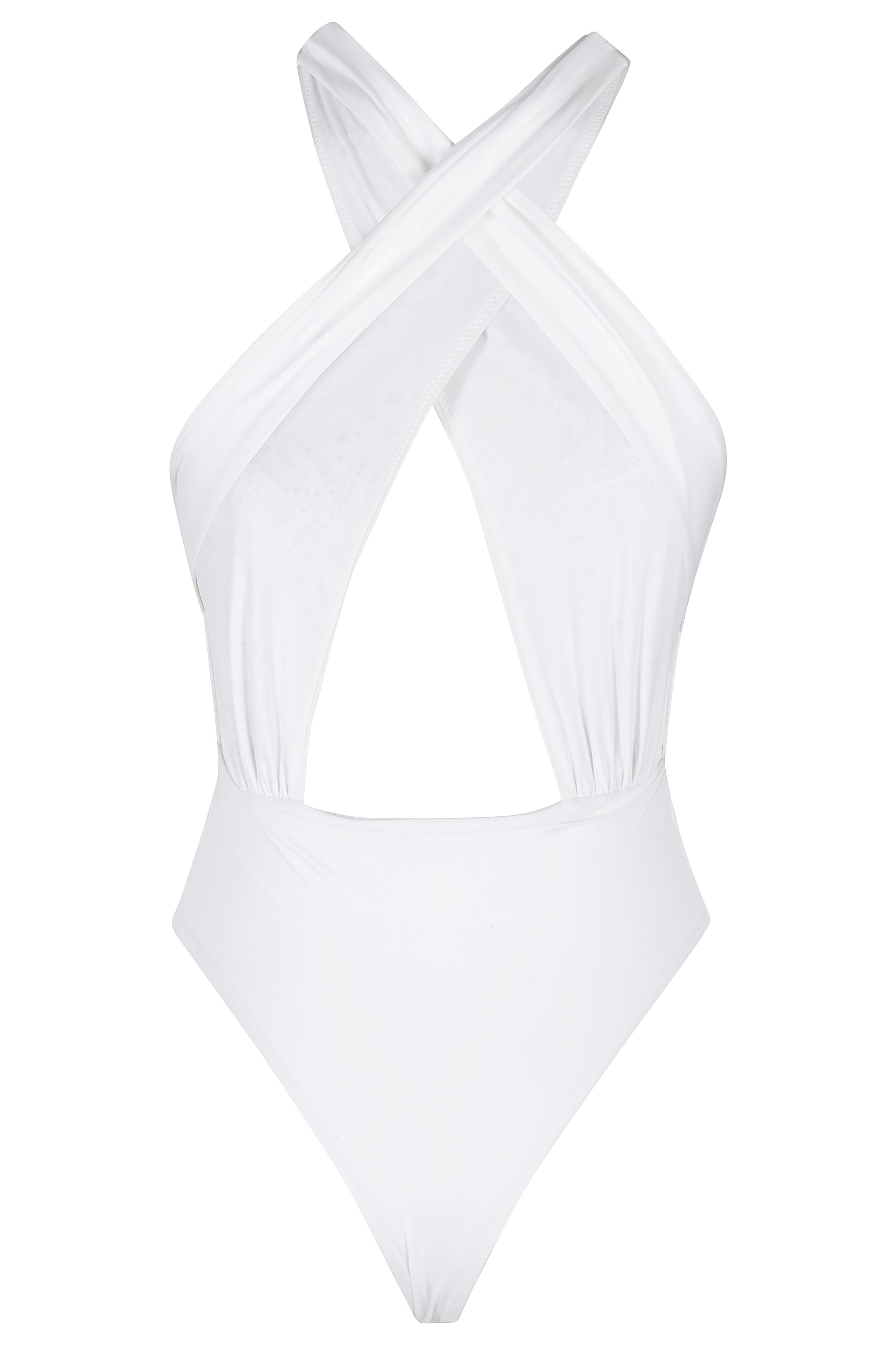 One Piece Cross White Poliammide Elastan Costume