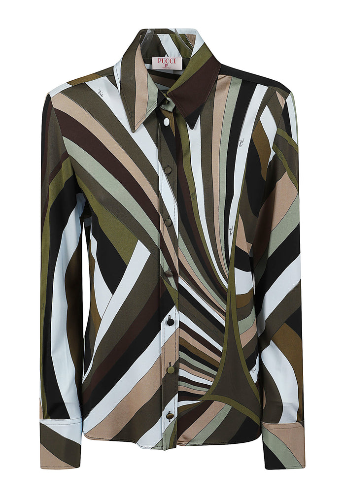 Shirt - Blouse Green Elastan Viscosa Camicia