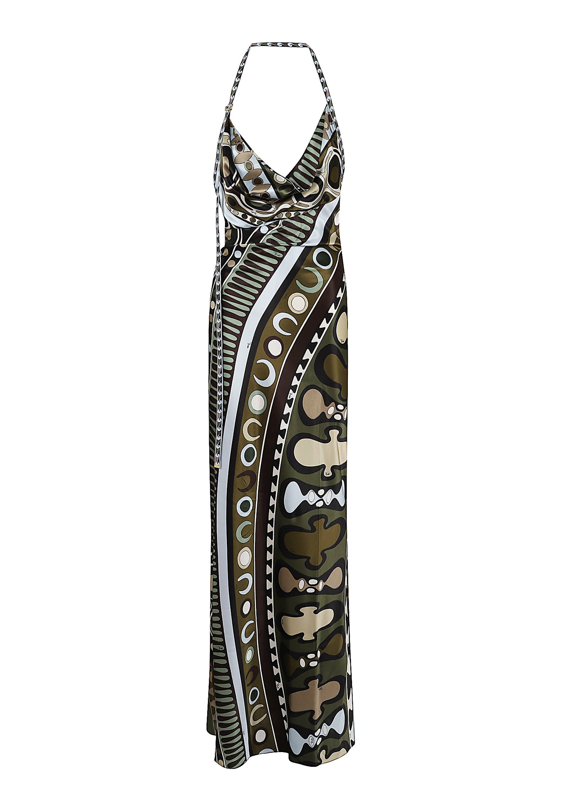 Long Dress Green Seta Viscosa Abito