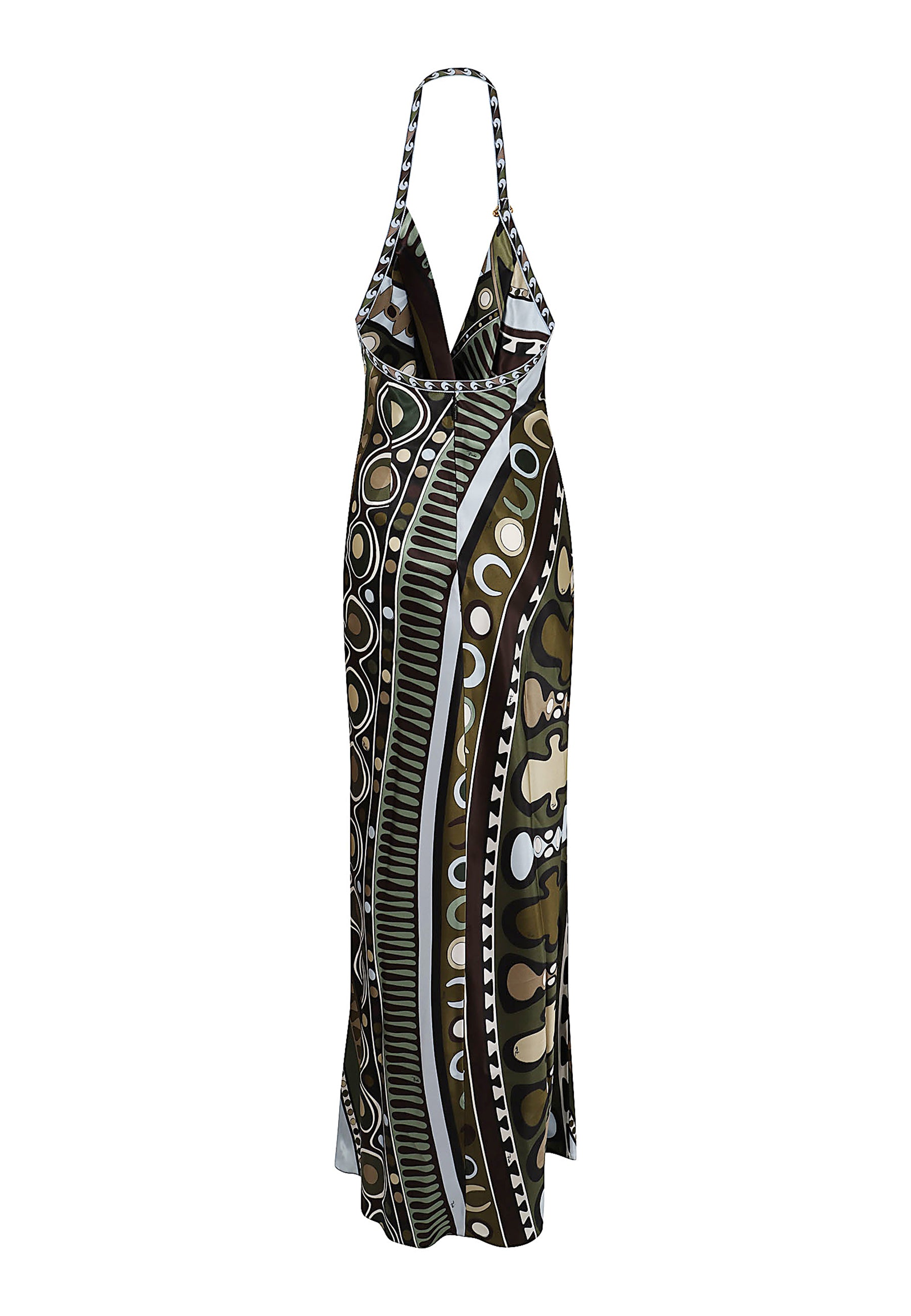 Long Dress Green Seta Viscosa Abito