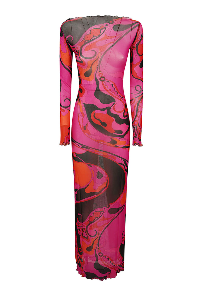 Long Dress Pink & Purple Poliammide Abito