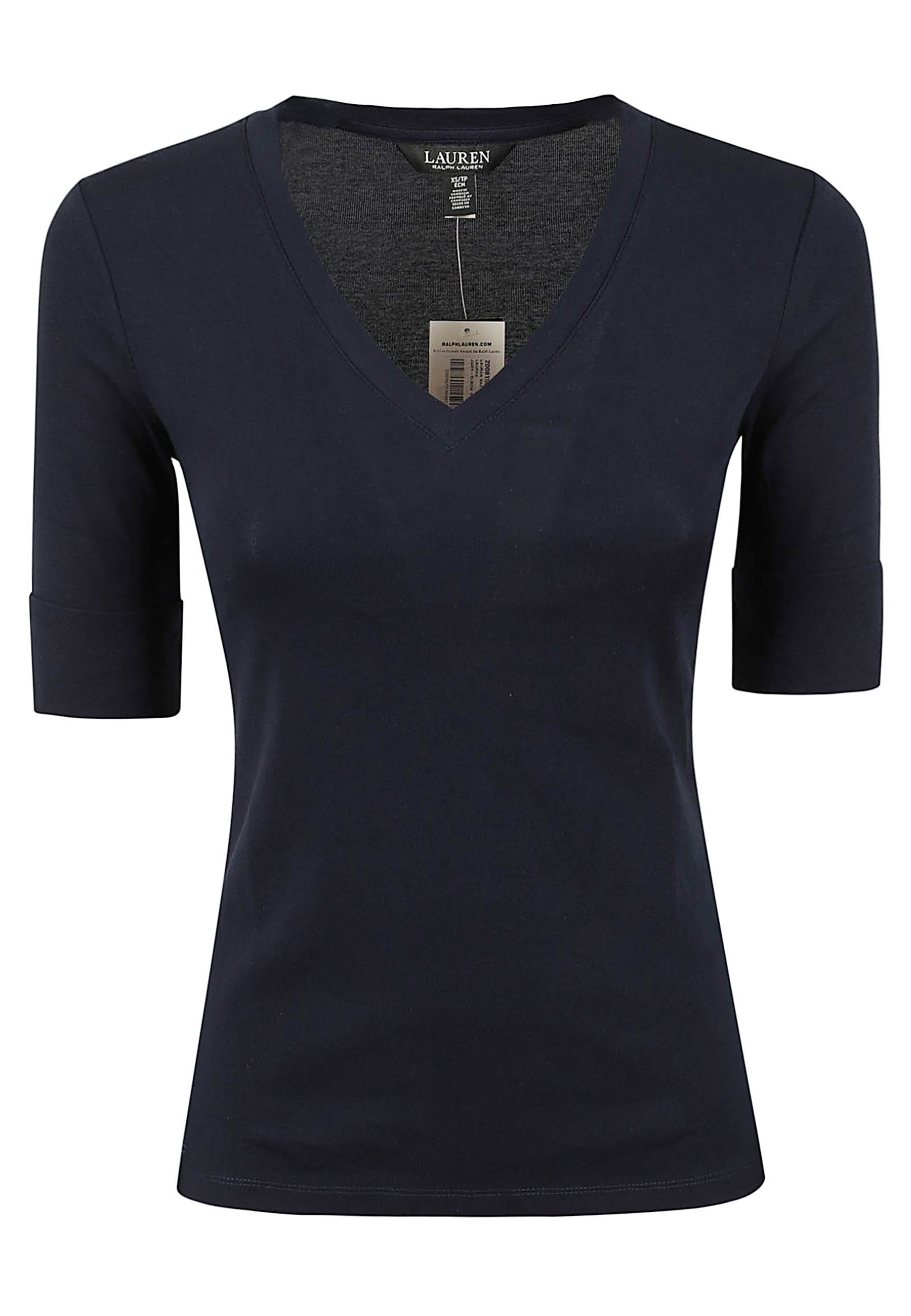 Judy-Elbow Sleeve Knit Top Blue Cotton - Ea