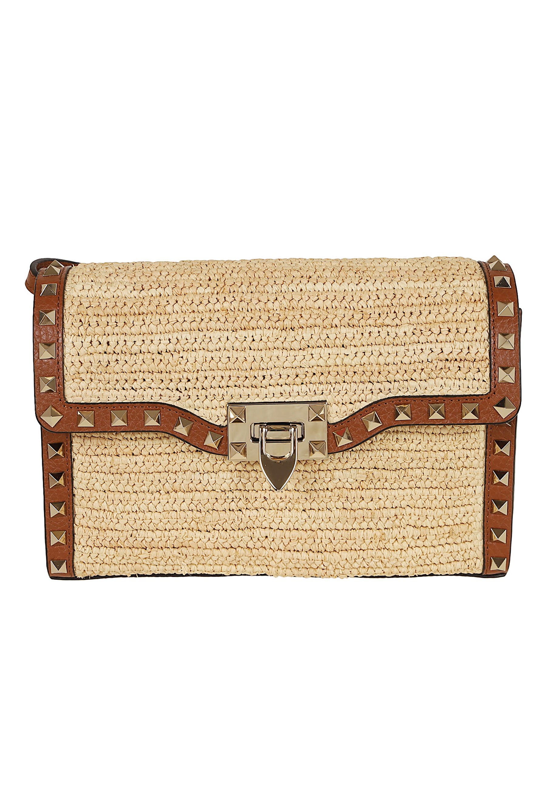 Small Shoulder Bag Nude & Neutrals Raffia - Leather Borsa