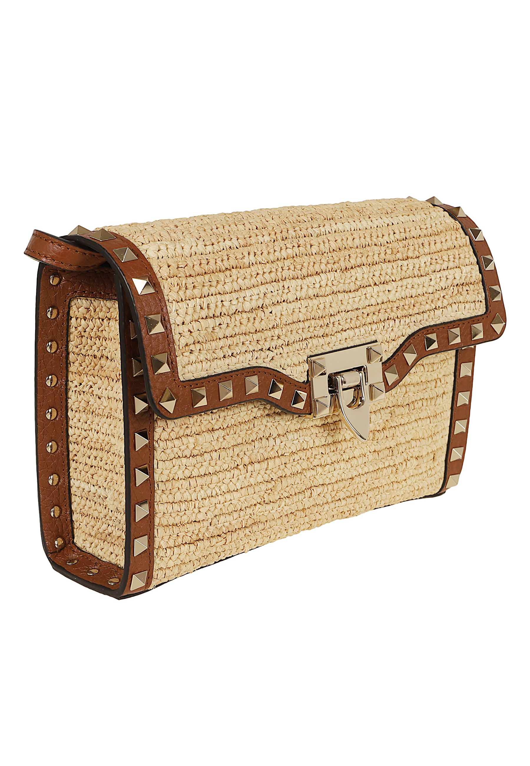 Small Shoulder Bag Nude & Neutrals Raffia - Leather Borsa