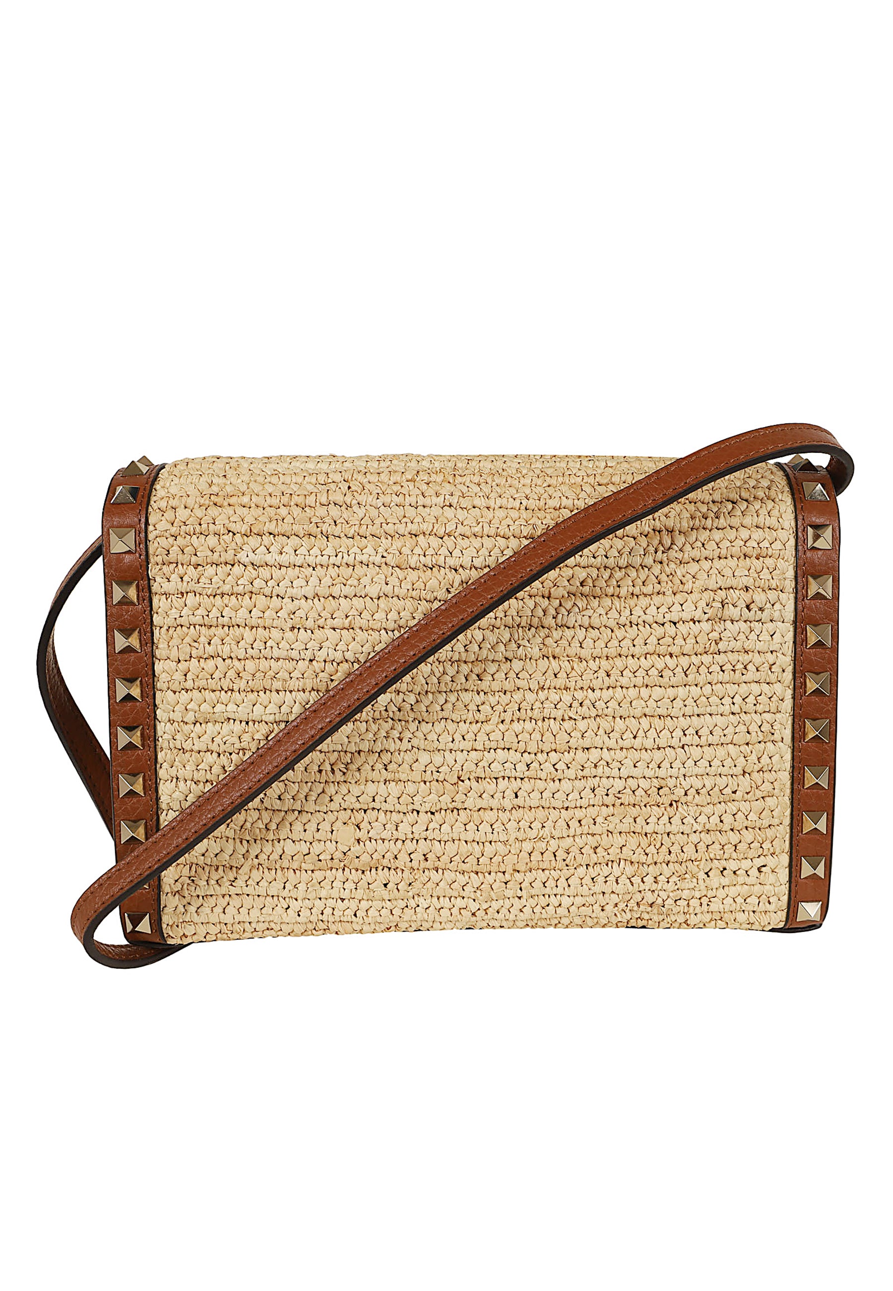 Small Shoulder Bag Nude & Neutrals Raffia - Leather Borsa