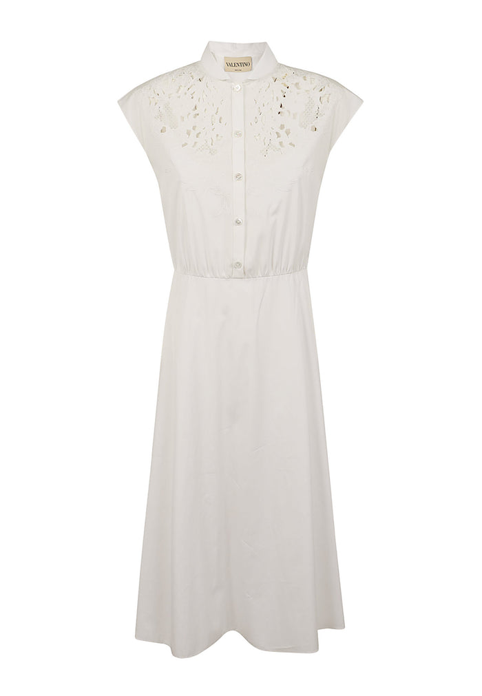 Embroidered Dress White Abito