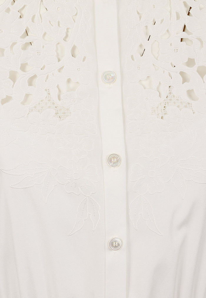 Embroidered Dress White Abito