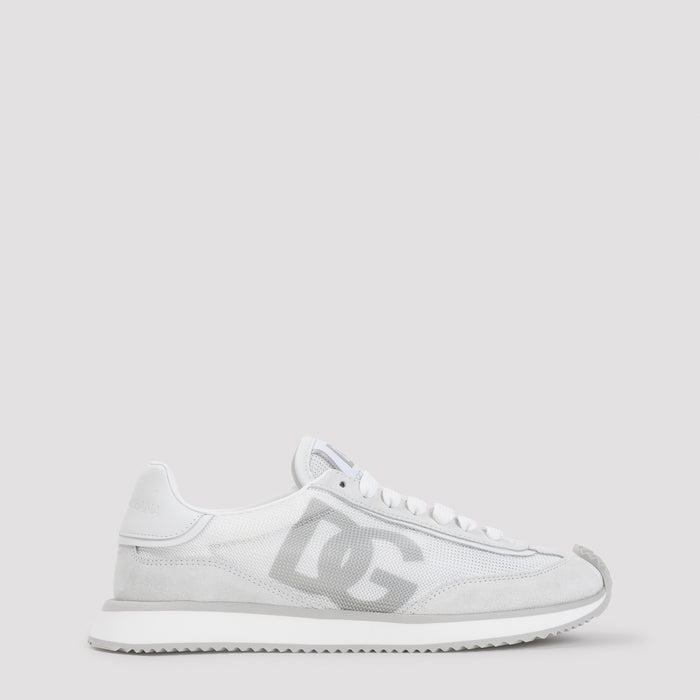 Low Top Sneakers White Polyester Calf Leather