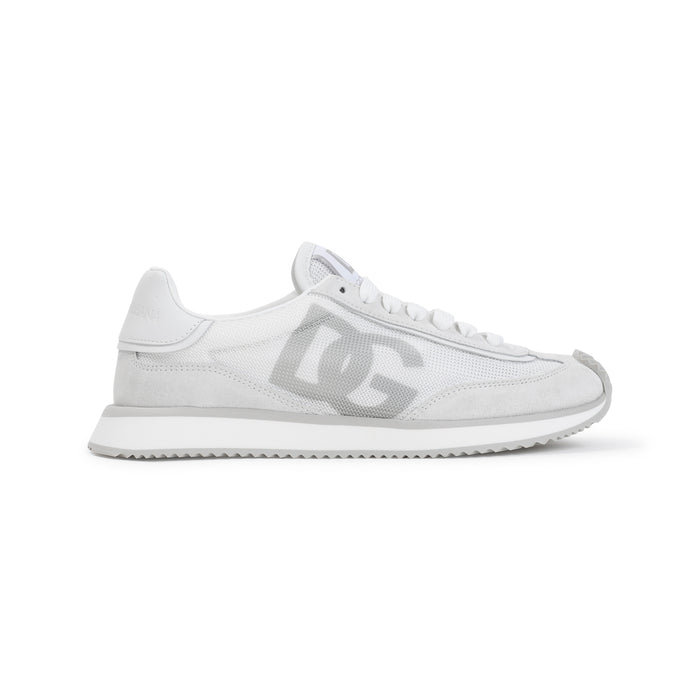 Low Top Sneakers White Polyester Calf Leather