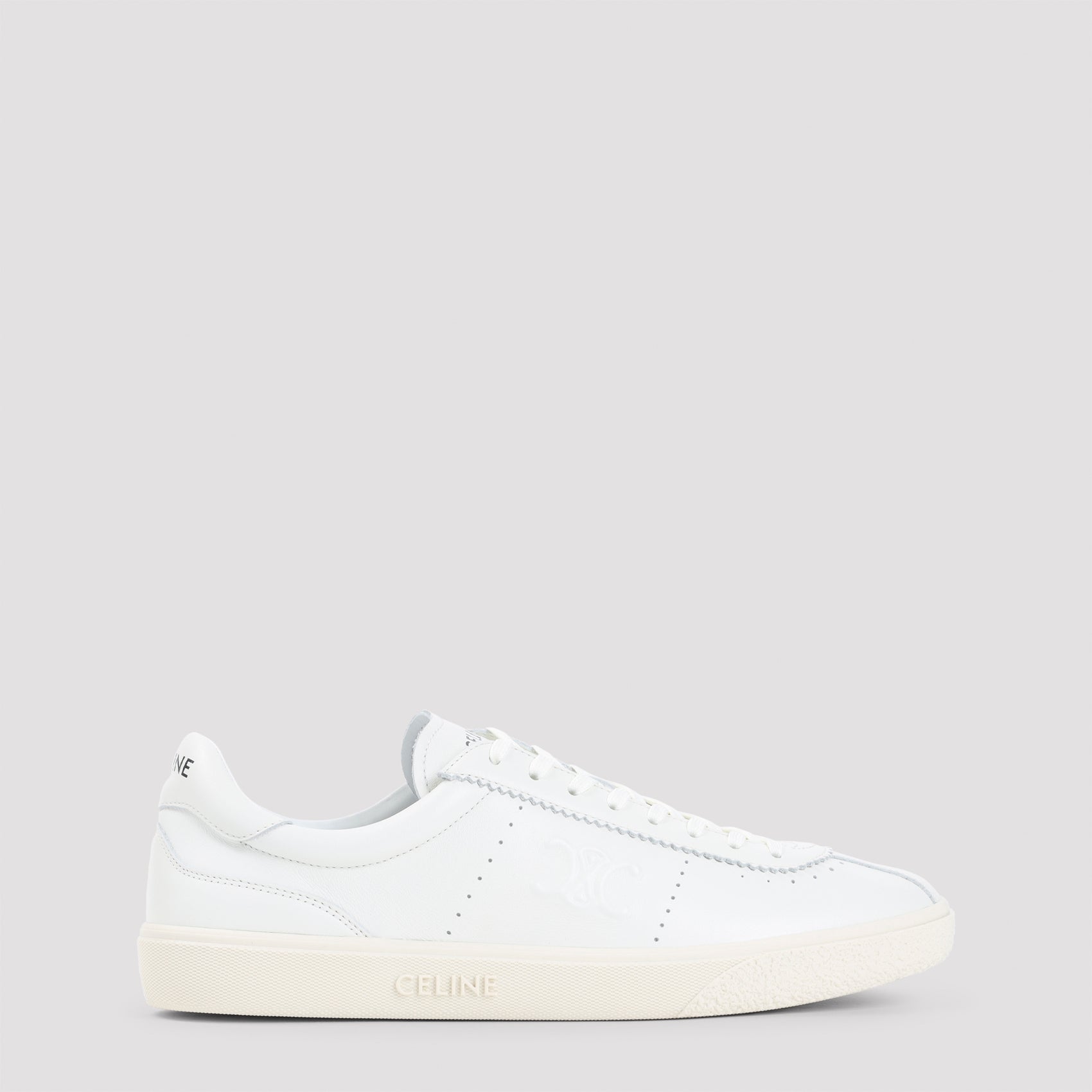 Low Lace-Up Sneakers With Triomphe White Calfskin Rubber