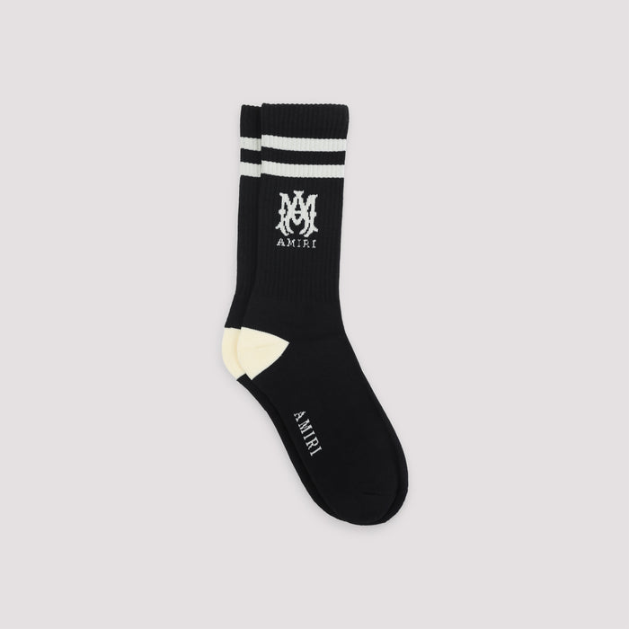 Ma Stripe Socks Black Cotton Polyester Spandex Underwearsocks