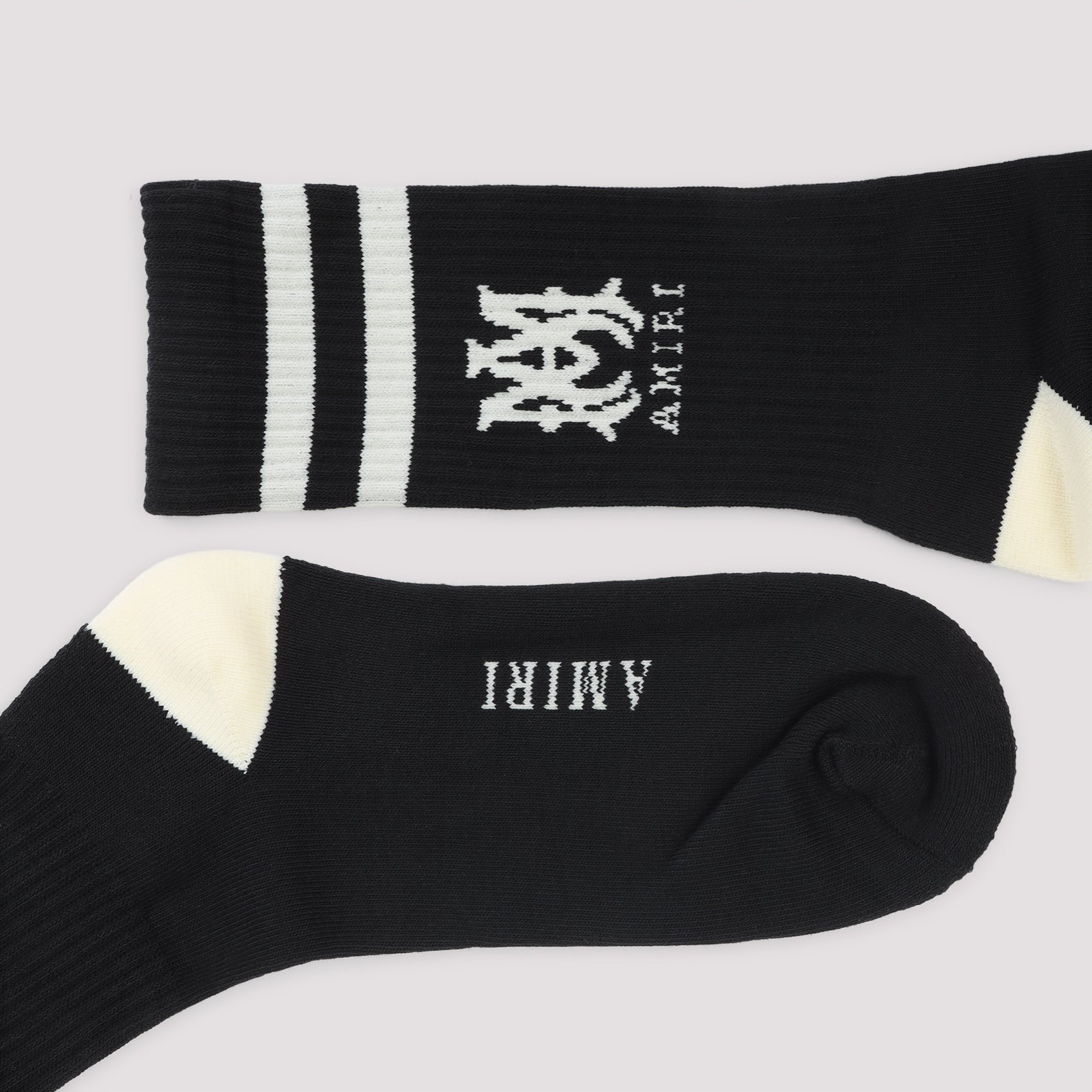 Ma Stripe Socks Black Cotton Polyester Spandex Underwearsocks