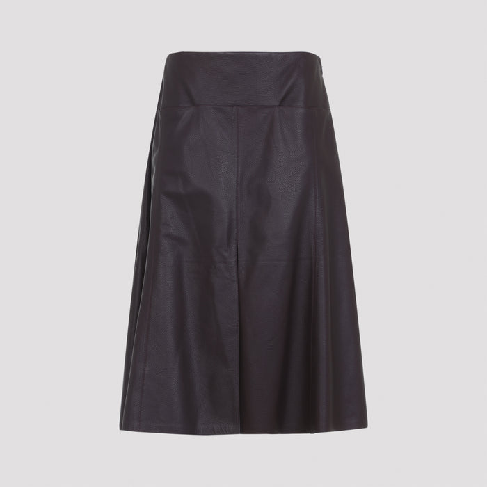 Slit Midi Skirt Pink & Purple Lamb Leather