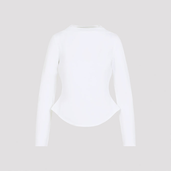 Ls T-shirt White Cotton Polyamide Tshirt