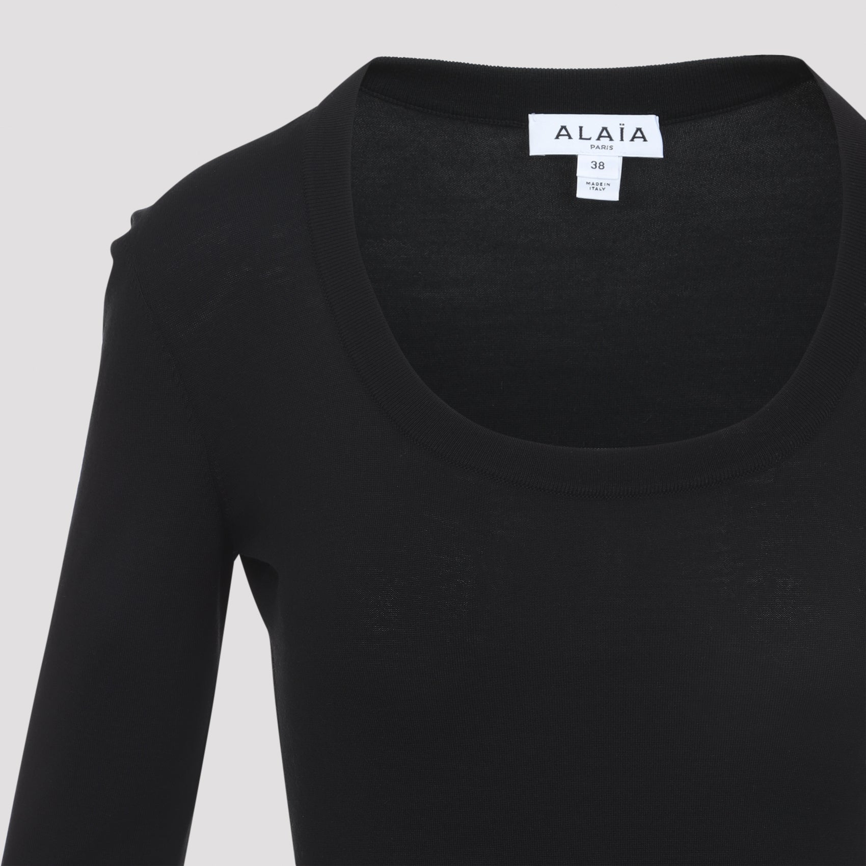 Ruffle Mini Dress Black Wool Polyamide Elastane