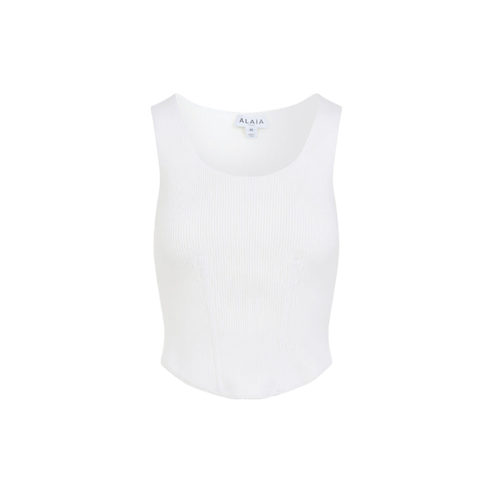 Corset Top White Wool Polyamide Elastane