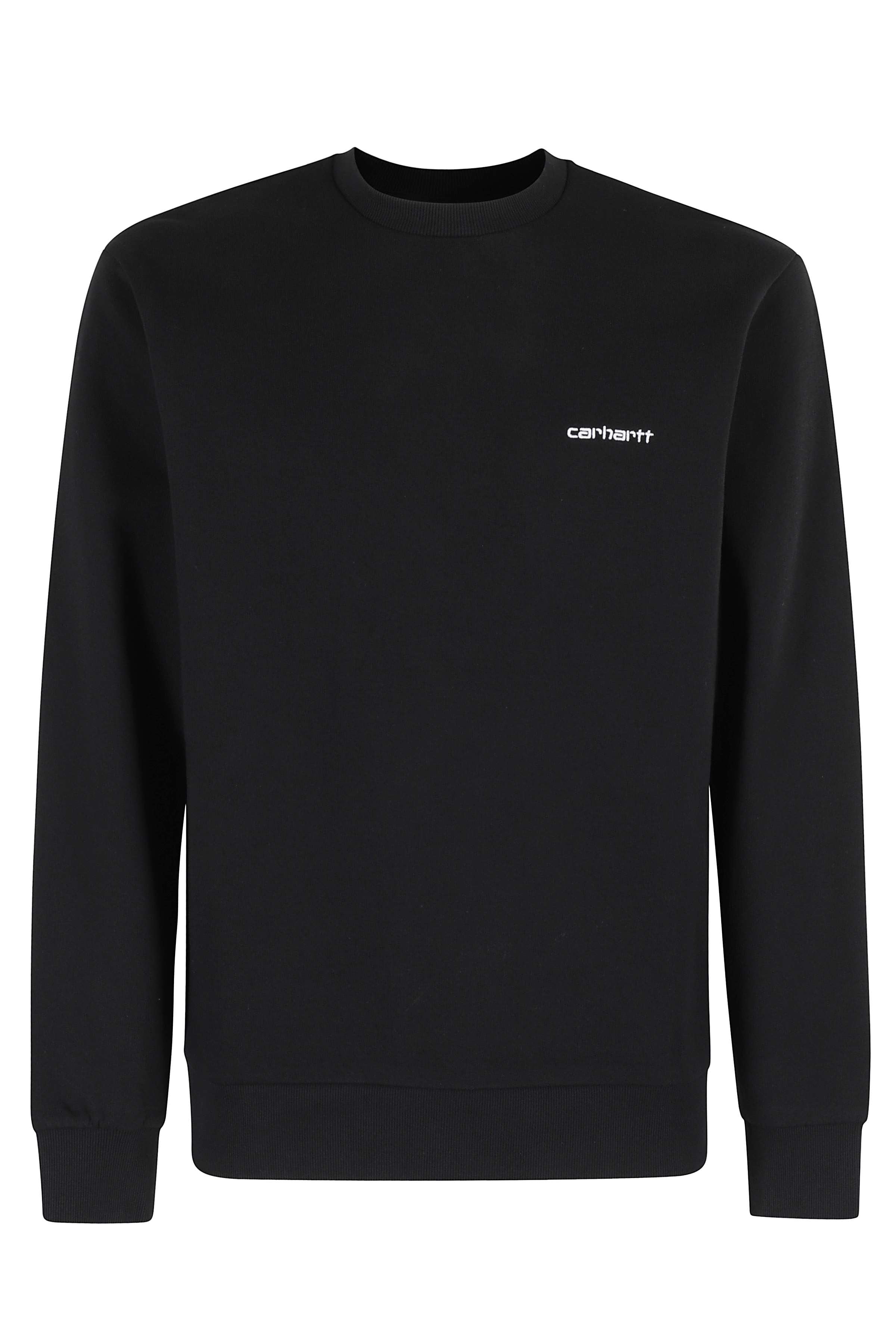 Script Embroidery Sweatshirt Black Cotone Felpa