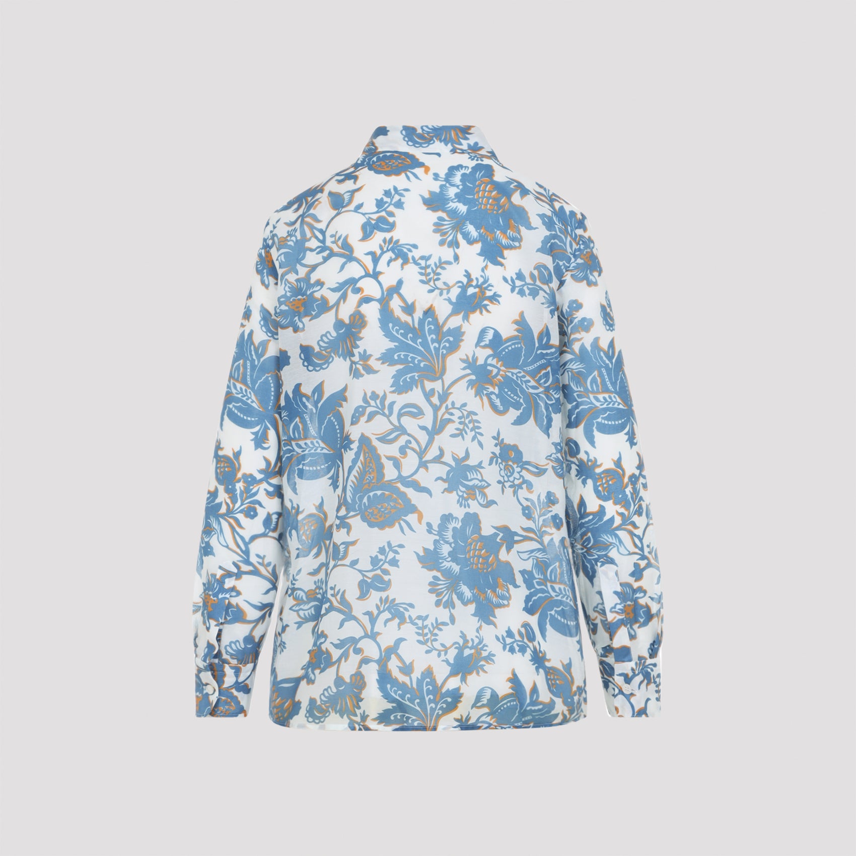 Regular Shirt Blue Cotton Silk