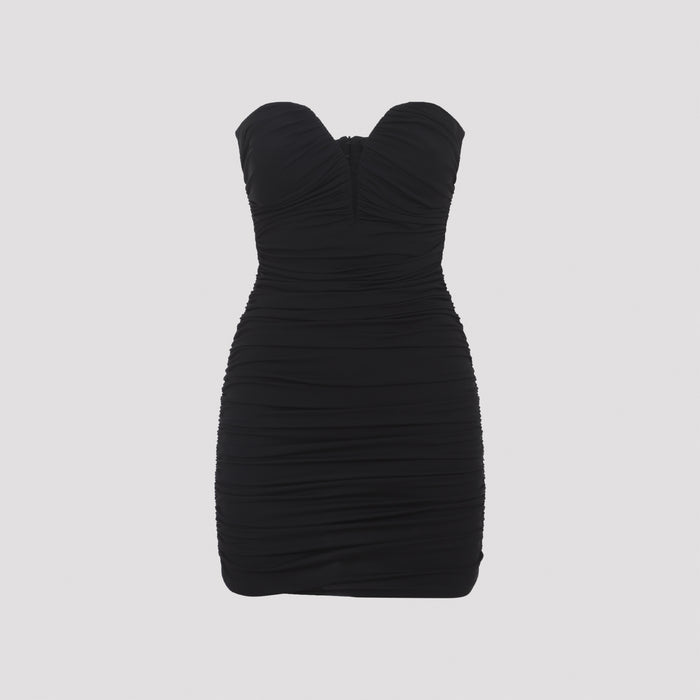 Draped Mini Dress Black Viscose Elastane