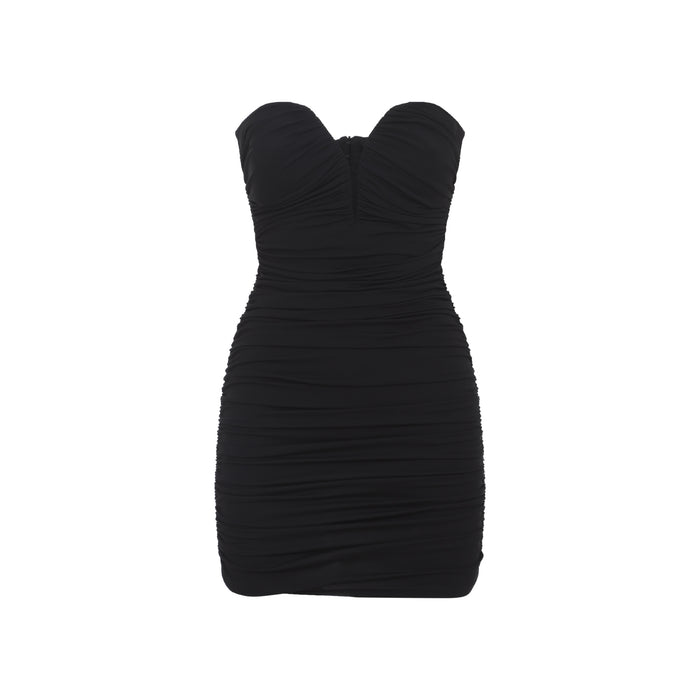 Draped Mini Dress Black Viscose Elastane