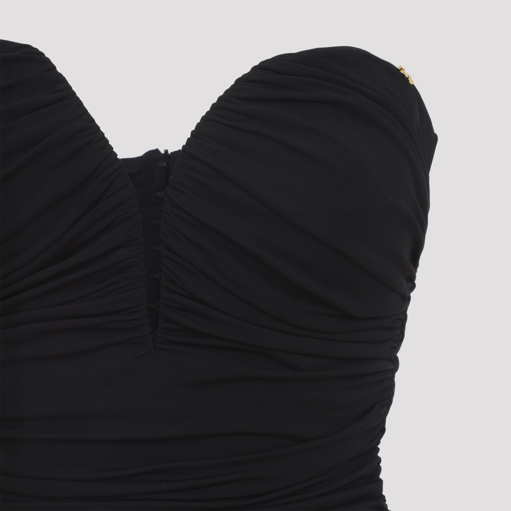 Draped Mini Dress Black Viscose Elastane
