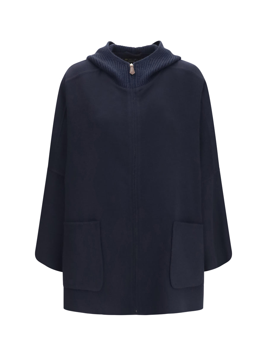 Cashmere Cape Farrel Navy Blue (capra Hircus) Coat