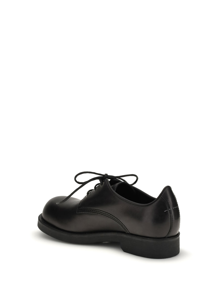 Biker Lace-Up Shoes Black Calf Leather