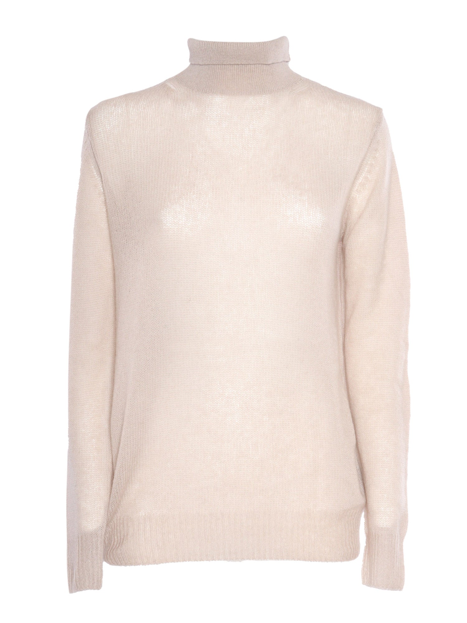 T Neck Pullover Beige Cashmere Turtleneck