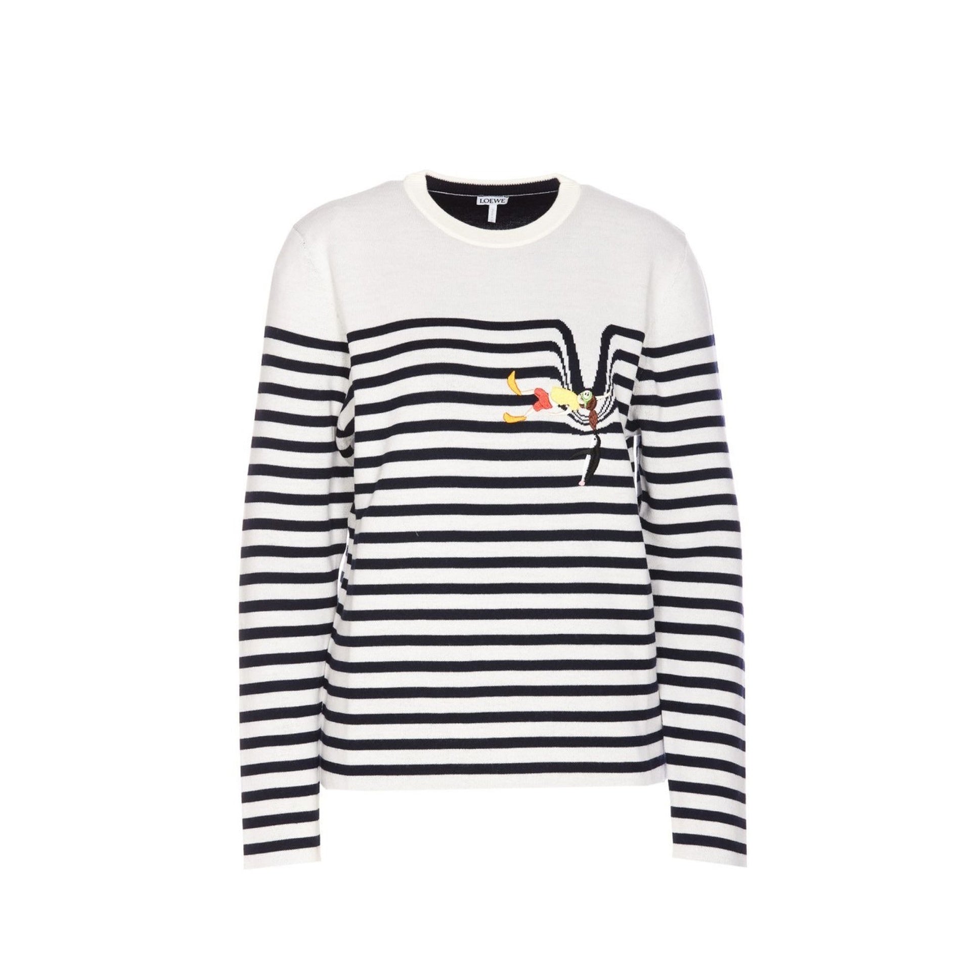 Loewe X Suna Fujita Striped Sweater White Elastane Wool
