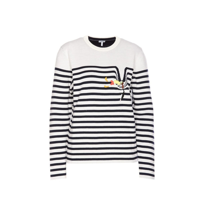 Loewe X Suna Fujita Striped Sweater White Elastane Wool