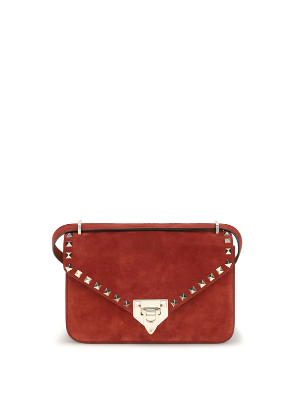 Rockstud Mini Suede Shoulder Bag Russet Red